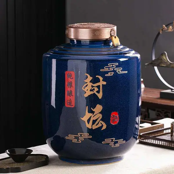 供应散装白酒坛厂 高分子雕刻私藏酒坛 30斤50斤100斤景德镇酒罐