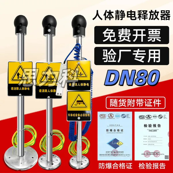 不锈钢DN80声光报警触摸式防静电防爆人体静电释放器消除器报警器
