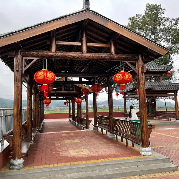 定制景观园林廊架 古典庭院凉亭长廊 仿古走廊连廊户外廊亭 包设计施工