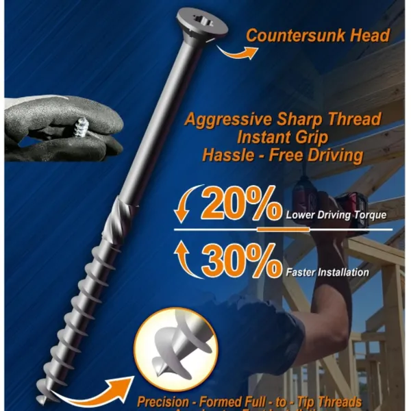 EC Fastener 沉头快速结构木螺丝 高强度木结构建筑专用螺钉