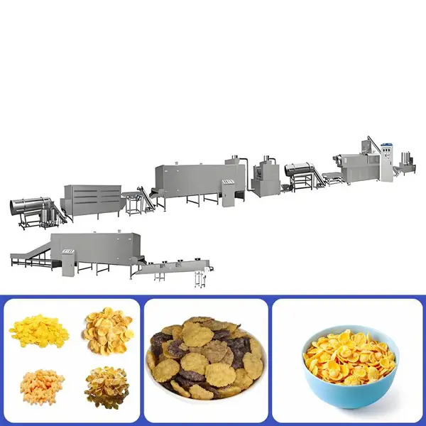 定制方案早餐谷物玉米片生产线 膨化玉米片压片机出口巴西国家