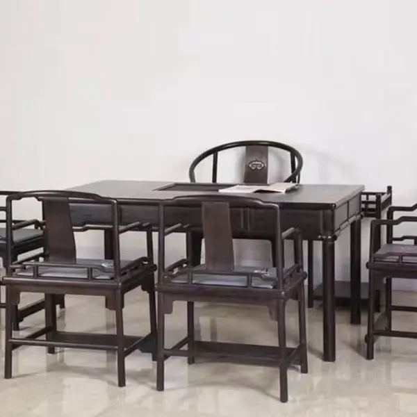 酸枝类黄檀属茶室家具 紫光檀简约1.8米茶桌器型淡雅脱俗