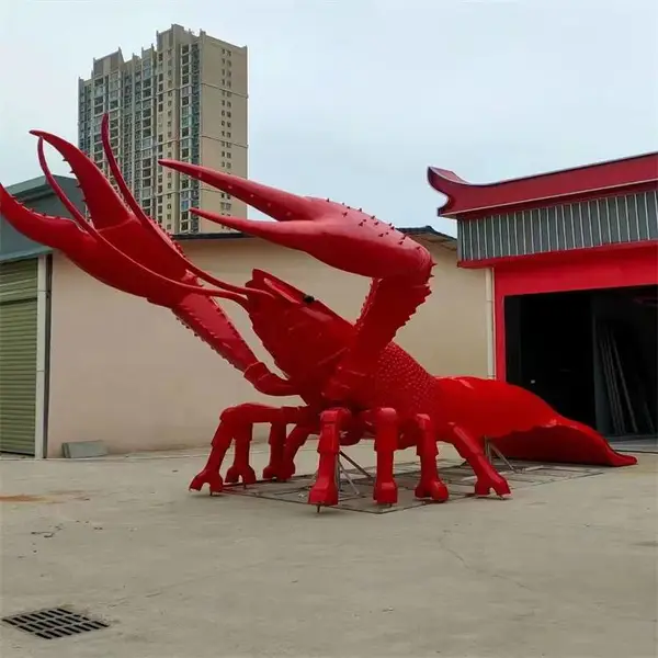 玻璃钢大闸蟹雕塑 饭店卡通螃蟹雕塑摆件 迎宾招牌雕塑模型