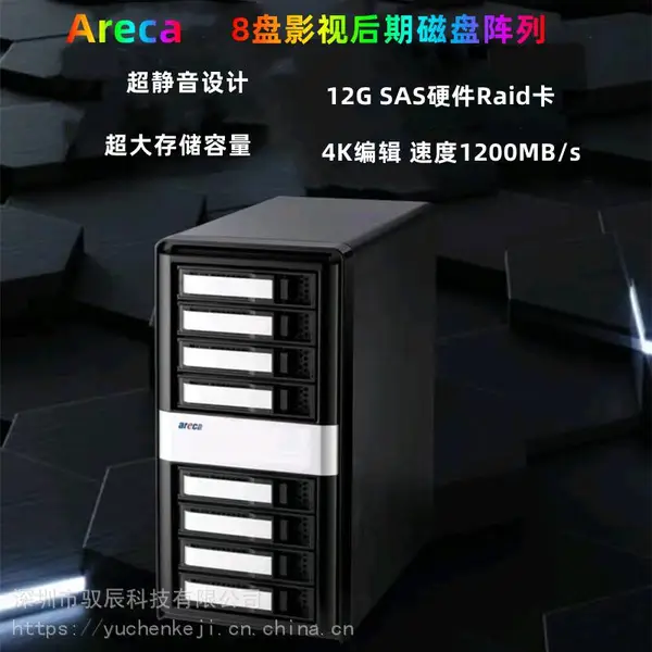 新款Areca 8050T3U-8E 高速雷电3存储 4K影视制作磁盘阵列