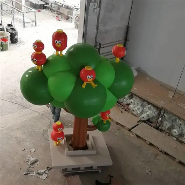 广州雕塑摆件,商场玻璃钢雕塑摆件,玻璃钢圣诞树卡通摆件商场装饰物