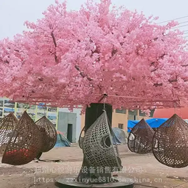 网红旋转秋千椅 景区旋转许愿树8座吊篮飞椅彩灯版亲子游乐设备