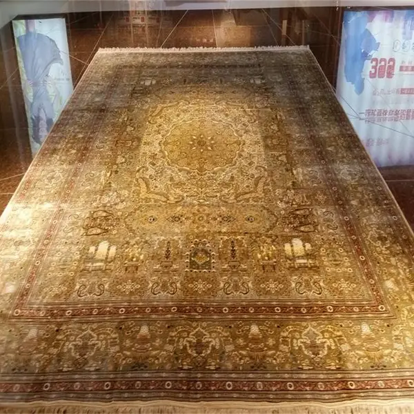 9x12ft手工编制真丝仿古色高密度收藏型客厅地毯