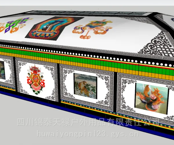 加厚耐磨牧区印花帐篷新型放牧帐蓬大型牧区民族风蒙古包