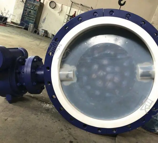 浙江明精D341F4非标U型法兰链接衬氟蜗轮蝶阀