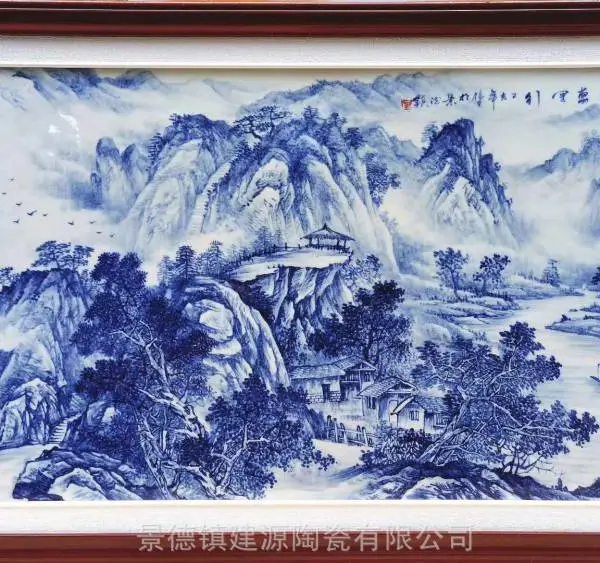 瓷板画定做景德镇厂家 中式客厅酒店大堂装饰瓷板画 大型壁画订制