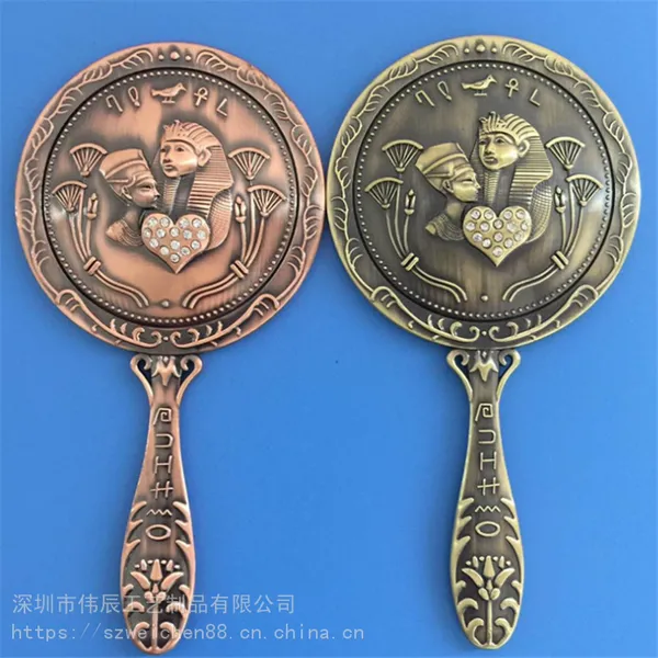定制热销款 复古风金属手柄化妆镜 便捷款 携带方
