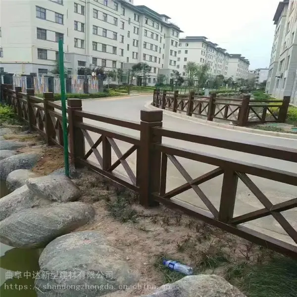 交叉型仿木护栏 河堤景区水泥仿木纹栏杆 混凝土围栏