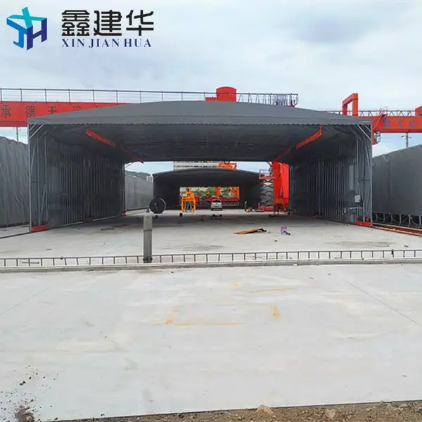 这样的卸货折叠电动雨棚 移动仓库雨篷内部结构 消防联动不违建