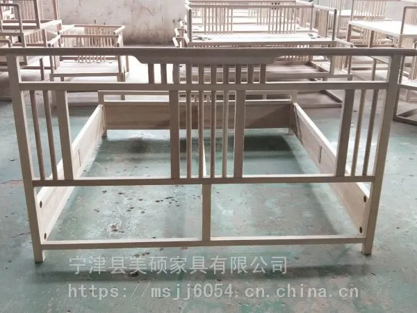 美硕新中式实木床 双人床1.8米2.0米禅意轻奢卧室大床