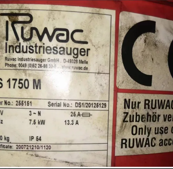 德国Ruwac工业吸尘器及工业传动装置DS1750M型号