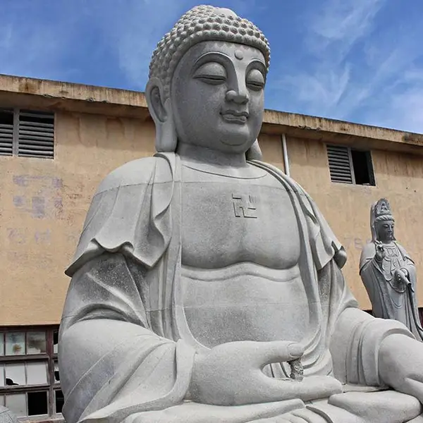 石雕释迦牟尼站像 半机械半手工石刻弥勒佛摆件 雕刻细腻寓意吉祥