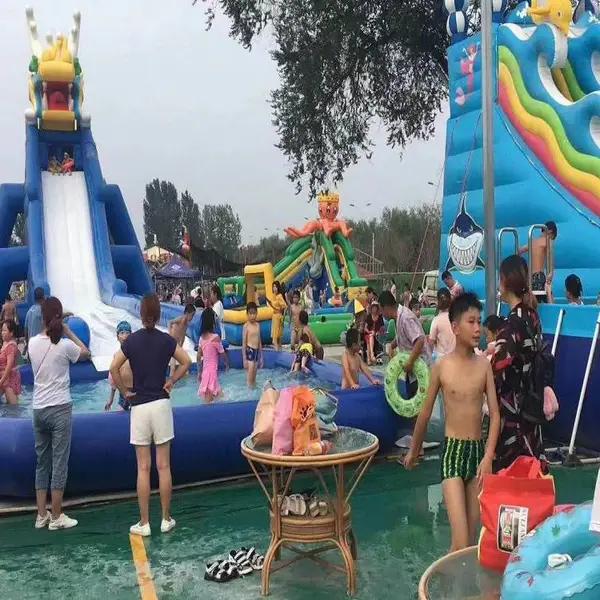 移动水上乐园动漫嘉年华支架游泳池出租出售 充气水池水滑梯订做租赁