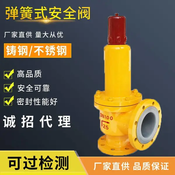南高阀门 A42F46弹簧式衬氟安全阀 不锈钢 双重密封 氯气用 防腐