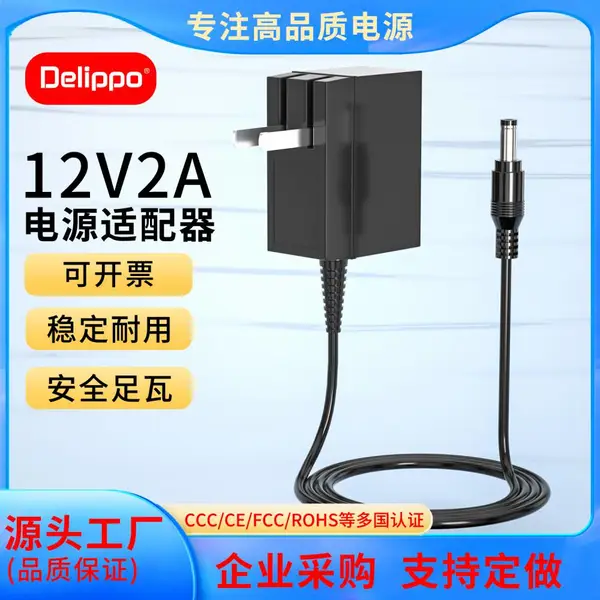 Delippo 电源适配器12V2A 3AA4A 3C认证监控电源显示器音响插墙式充电器按摩仪美容仪器