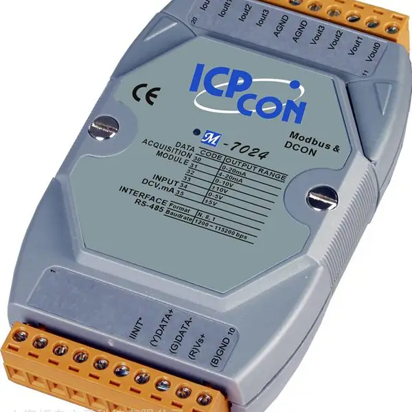 泓格模块ICPCOBN M-7024 4路模拟量输出模块，支持modbus RTU协议