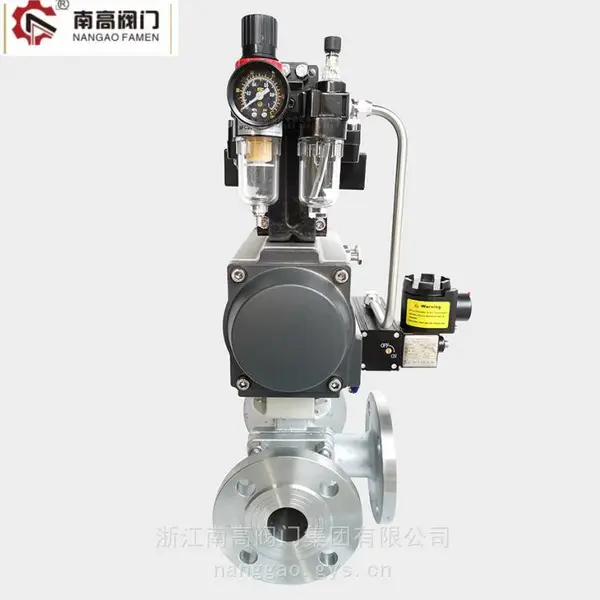 南高阀门供应 T型气动三通球阀 Q645F-10P 开启轻便不锈钢材质