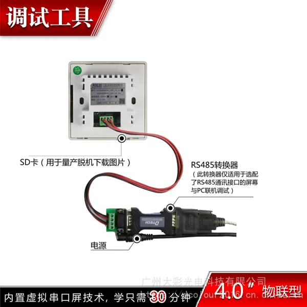 供应大彩4寸串口屏，物联型86盒串口屏，电容触摸屏，Lua脚本