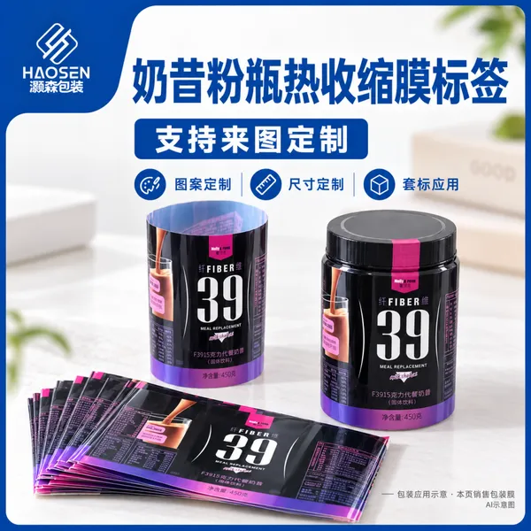 奶昔粉瓶PVC/PET热收缩膜标签 彩印瓶身包装定制