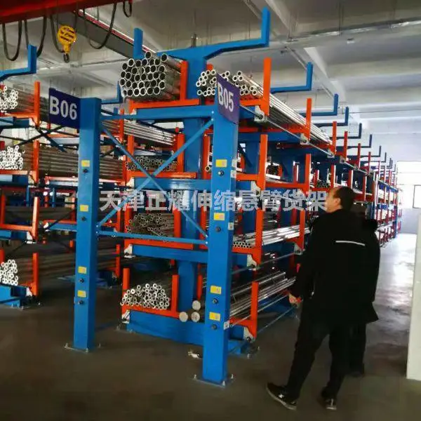 工字钢 型材存放 伸缩悬臂式货架完用 行车不用叉车