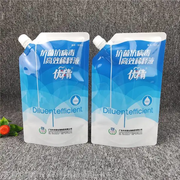 1L透明洗手液袋,70%酒精性洗手液塑料包装袋,可折叠塑料袋,吸嘴袋定制