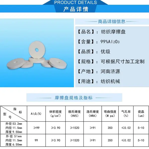 供应氧化铝摩擦盘——