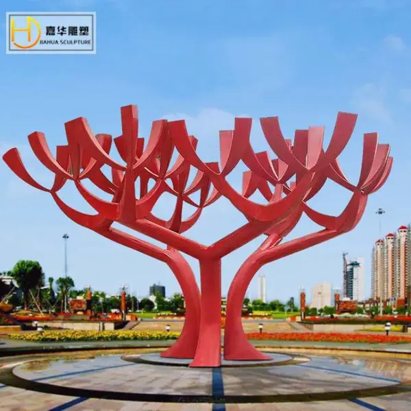 大型不锈钢抽象植物大树雕塑金属灯光树叶铁艺廊架树枝装饰摆件