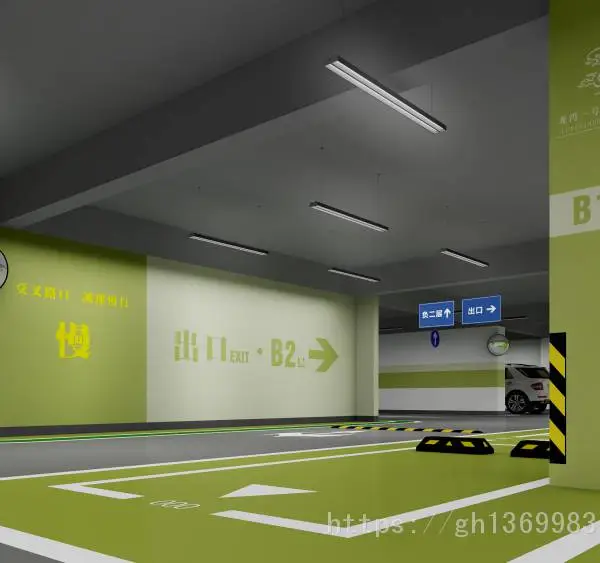 停车场3D效果图设计_停车场设计规范_地下停车场3D立体效果图设计
