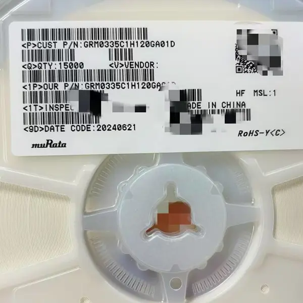 muRata村田电容 GRM0335C1H120GA01D 0201 12pF ±2% 50V C0G