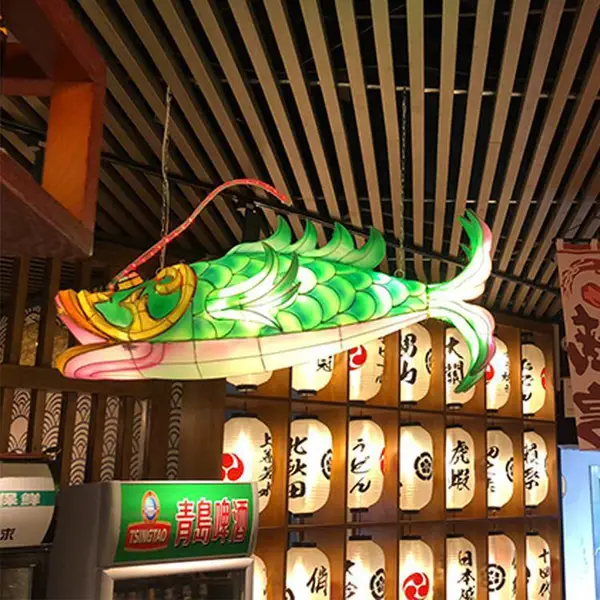 鱼灯笼餐饮实体店铺软装酒楼灯饰美陈装饰古镇街区节日装饰