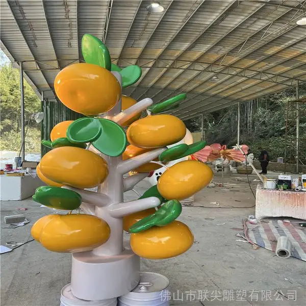 厂家玻璃钢植物雕塑产品 仿真玻璃钢水果盆栽雕塑定制