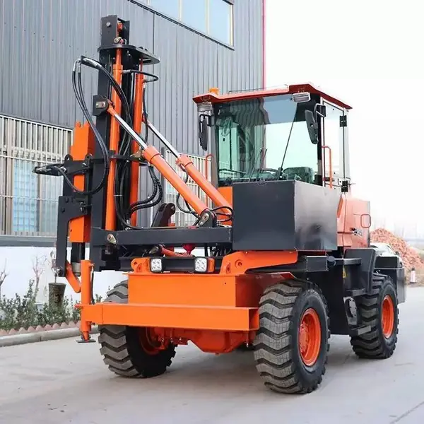 装载车式建筑打桩机公路护栏安装液压打孔机房屋地基修剪钻地机