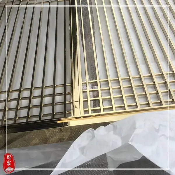陕西古铜不锈钢管拼花中式隔断加工 201复古屏风装饰装饰立面效果