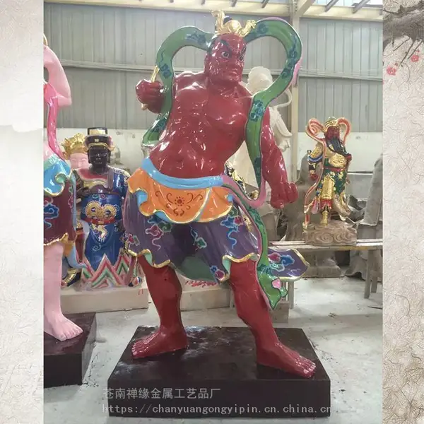 供应金刚力士树脂雕塑 寺院庙宇木雕彩绘佛像