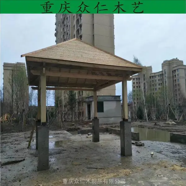 景区传统榫卯景观亭子 仿古实木彩绘凉亭 私家花园凉亭施工安装 众仁木艺