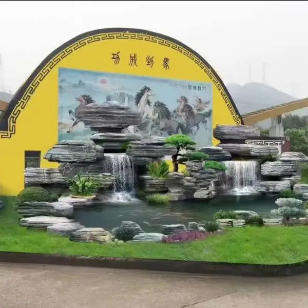 河北邯郸 中型酒店天然石假山 轻质高强结构 防水防渗处理 实力工厂
