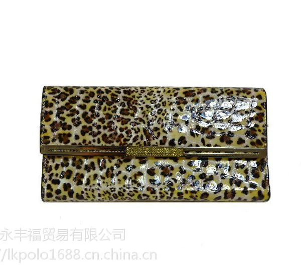 POLO正品豹纹头层女士钱包