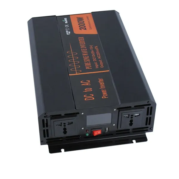 外贸电商爆款12v 24v纯正弦波2000W足功率车载逆变器太阳能逆变器