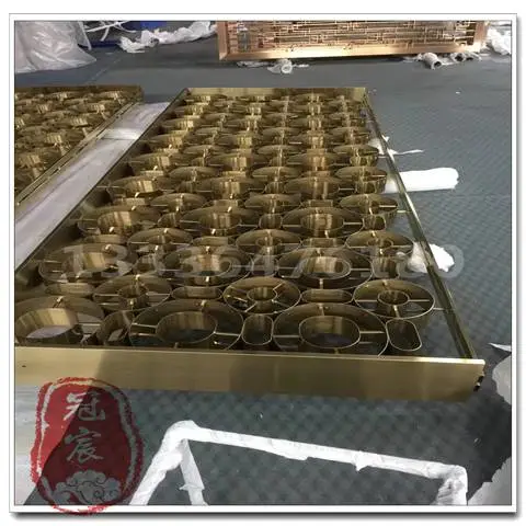 不锈钢屏风隔断镂空花铁艺花格现代金属新中式客厅玄关装饰简约