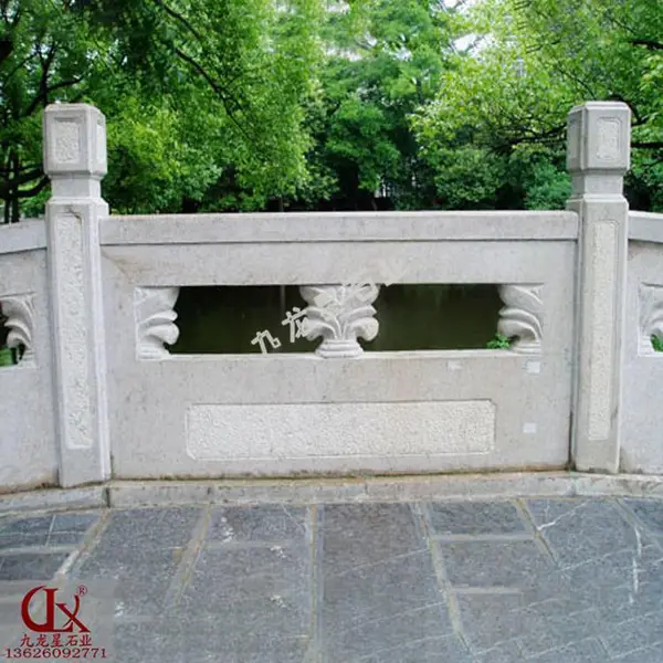 莲花石雕栏杆 阳台石栏杆图片 芝麻白石雕栏杆一米