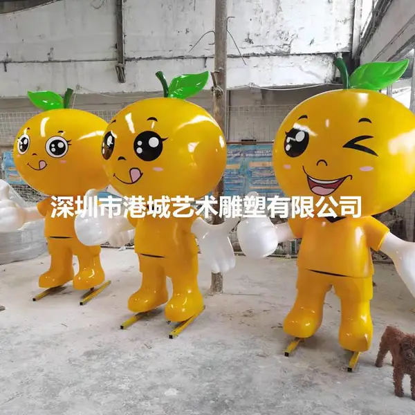 江西橙子形象卡通雕塑 园林景观迎宾玻璃钢卡通娃娃雕塑