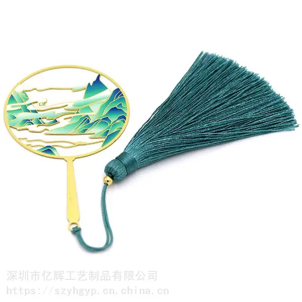 金属古代扇子书签定制 找设计定做书签的工厂 古风彩印书签