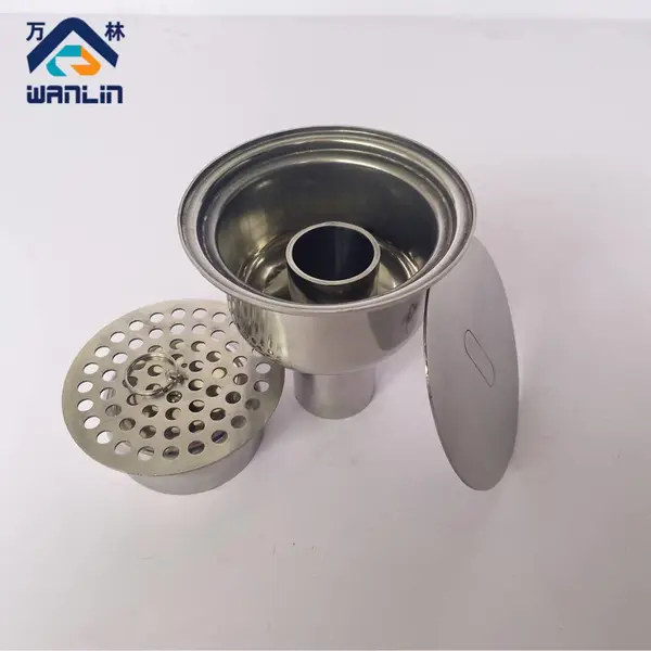 加厚304不锈钢卫生级圆形防臭螺纹地漏制药厂工业专用洁净地面