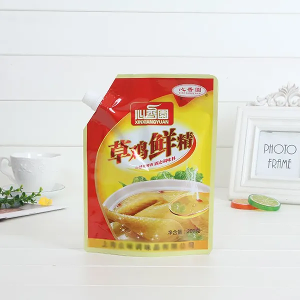 定做塑料包装自立吸嘴食品袋 鸡精调料粉塑料吸嘴袋通用软包装袋定制