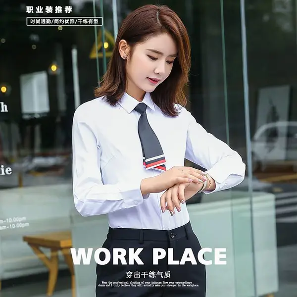 韩版修身女职业装长袖女式衬衫 厂家订做OL衬衣领职业女装工作服