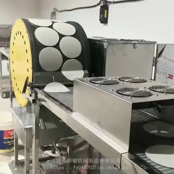 明敏牌烤鸭饼机 双排电加热烤鸭饼机 全自动烤鸭饼流水线